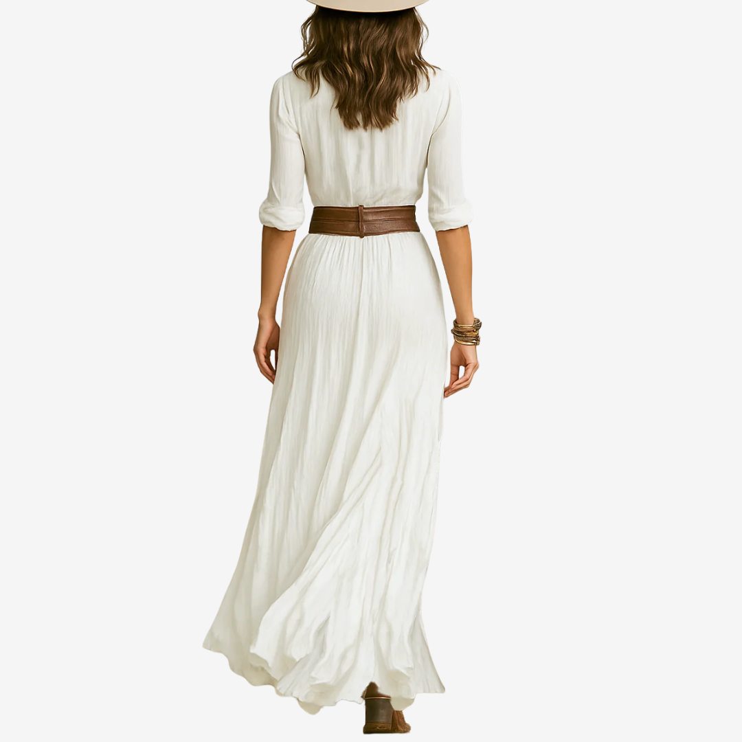Lena™ Maxi Fluid Belted Dress
