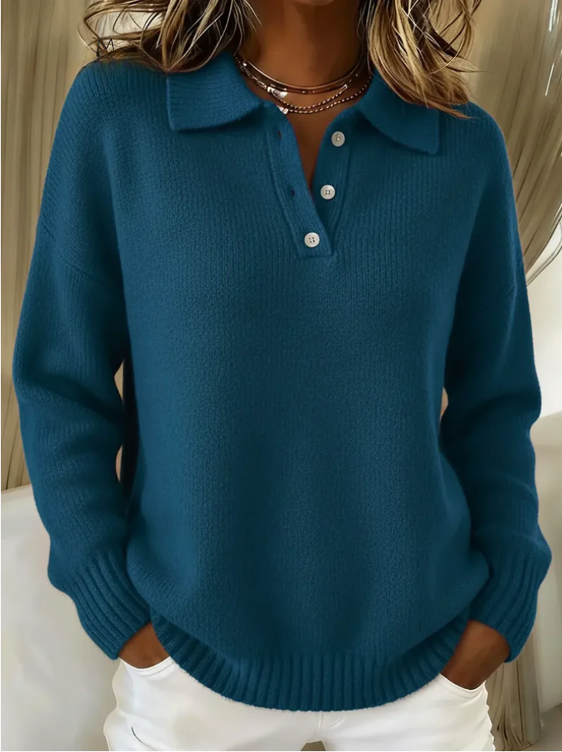 Olivia | Soft Knit Polo Sweater