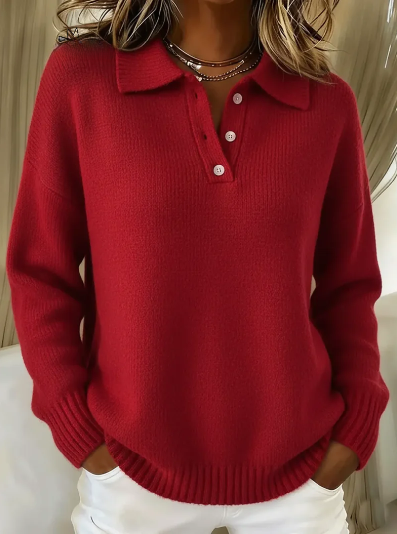 Olivia | Soft Knit Polo Sweater