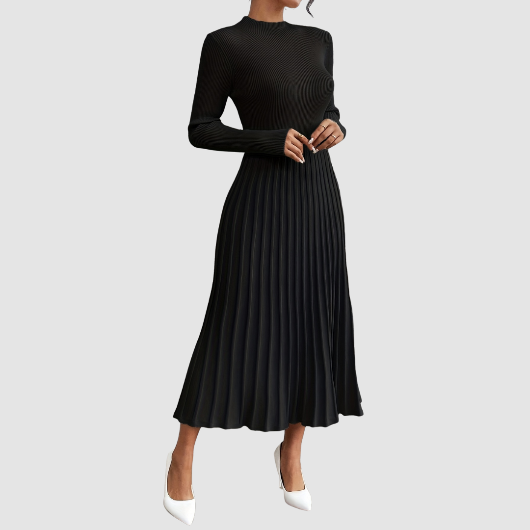 Evelyn Grace | High-Neck Long-Sleeve Maxi Dress