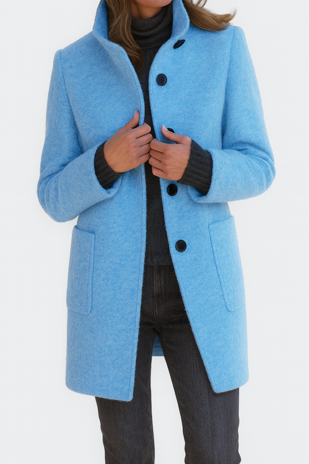 Isabella | High Collar Jacket in Wool Blend
