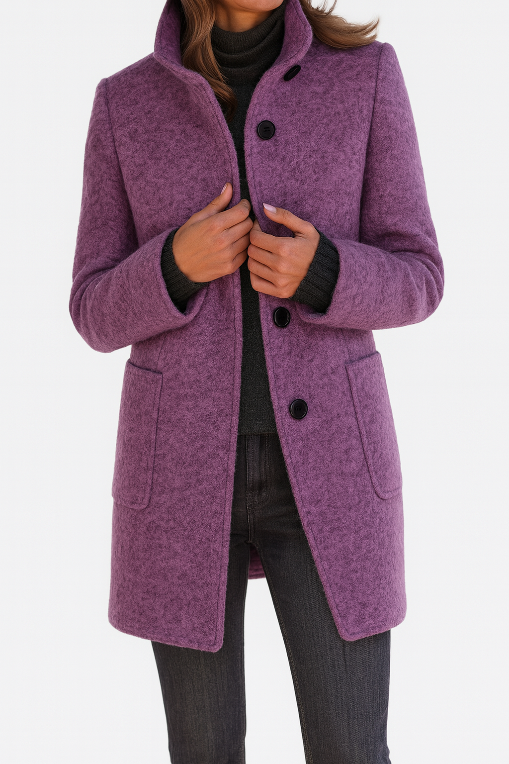 Isabella | High Collar Jacket in Wool Blend