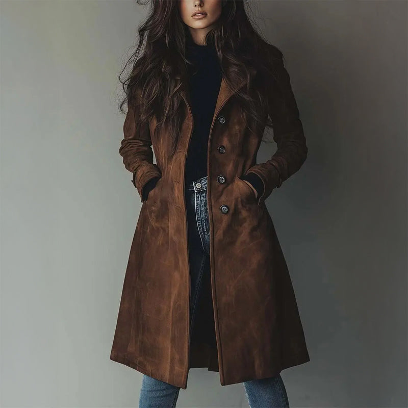 Amy - Vintage Suede Trench Coat