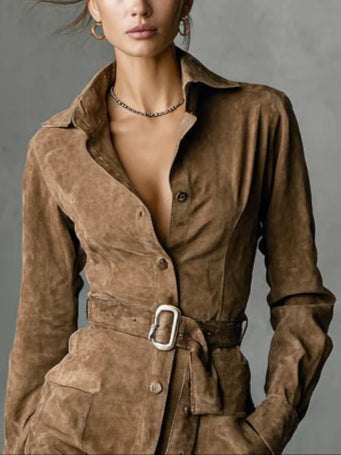 Bethany | Mid-Length Suede Dress