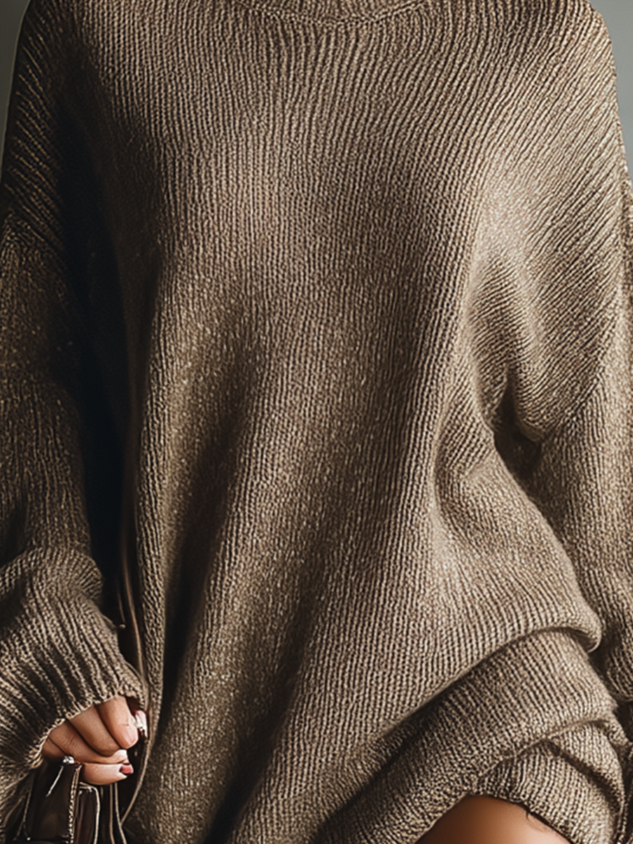 Holly | Brown Vintage Style Knit Mini Dress