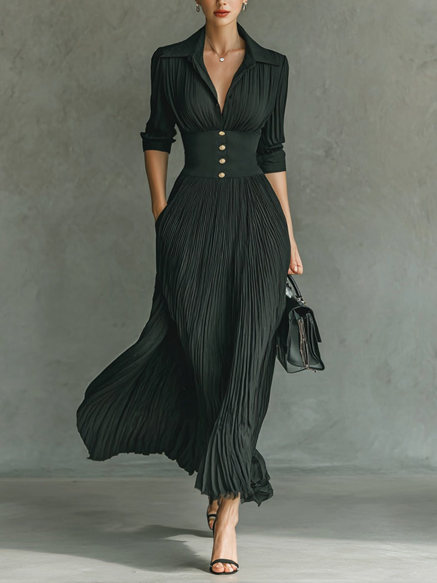 Christina | Long Pleated Dress