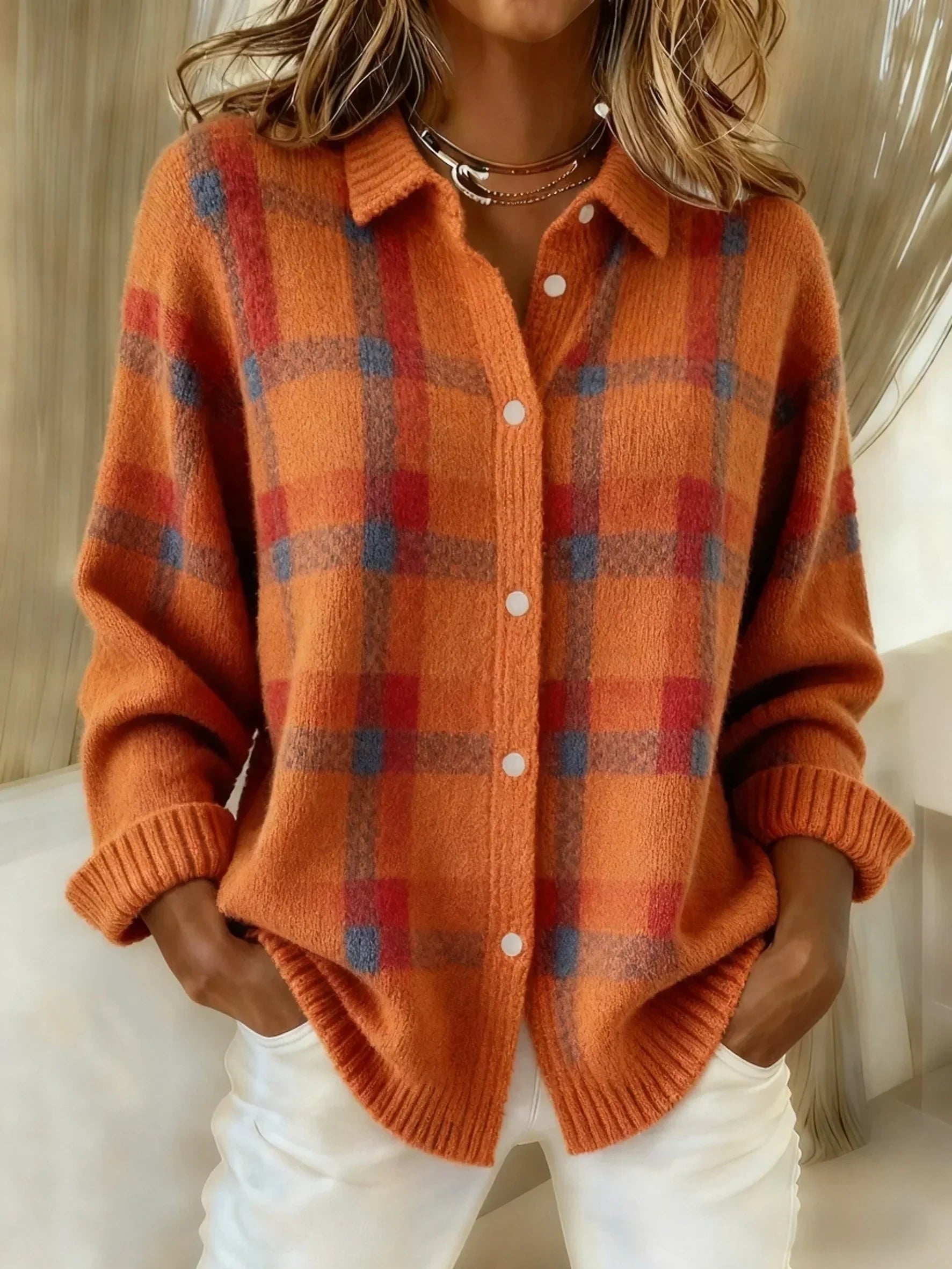 Riley | Retro Contrast Plaid Sweater