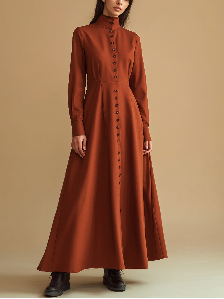 Cynthia | Stand Collar Maxi Dress