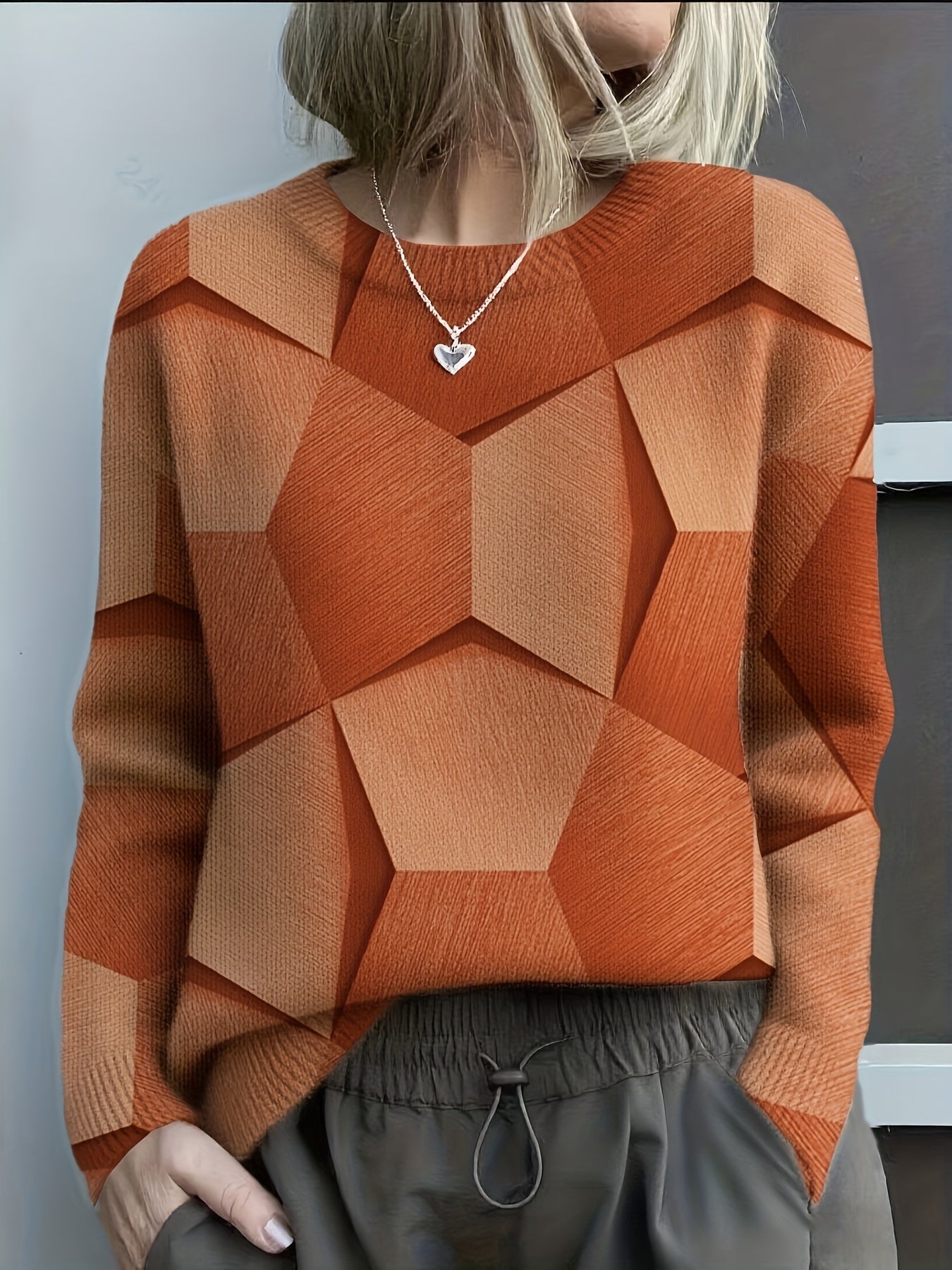 Lavinia | Knit Sweater with Geometric 3D Pattern