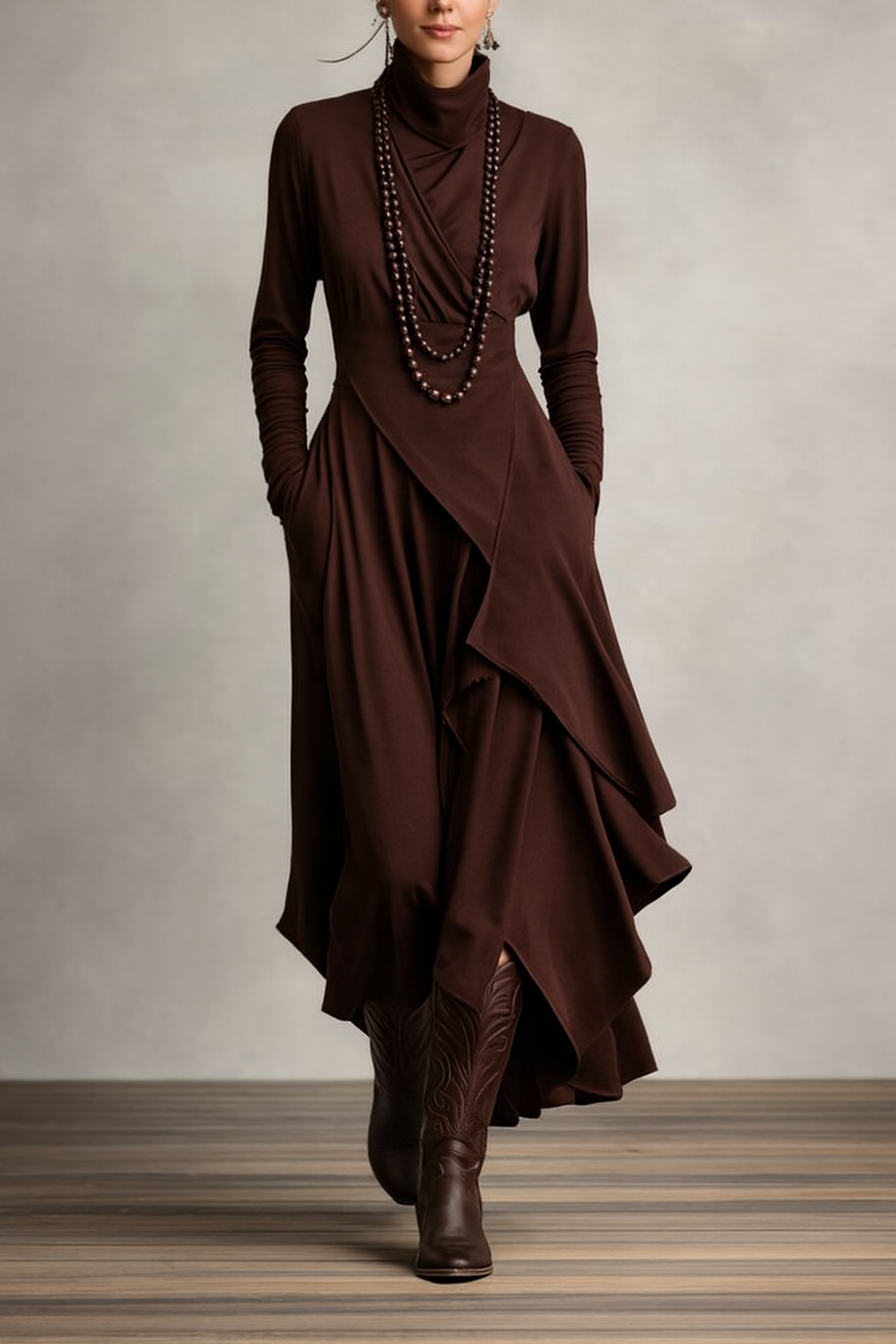 Nancy | Asymmetric Draped Maxi Dress