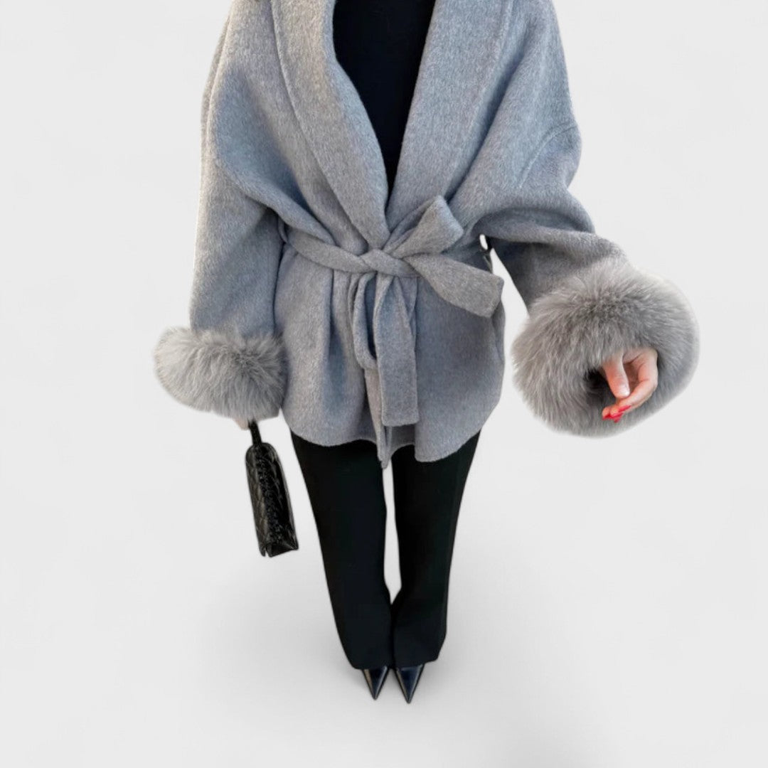 Aurelle | Wool Coat with Faux Fur Detail