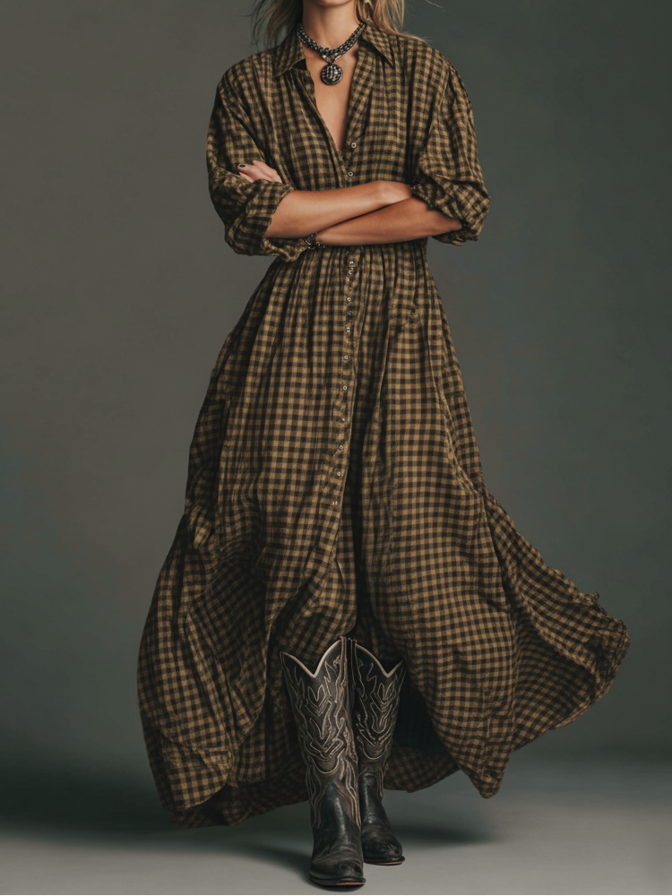 Regina | Long Sleeve Shirt Maxi Dress