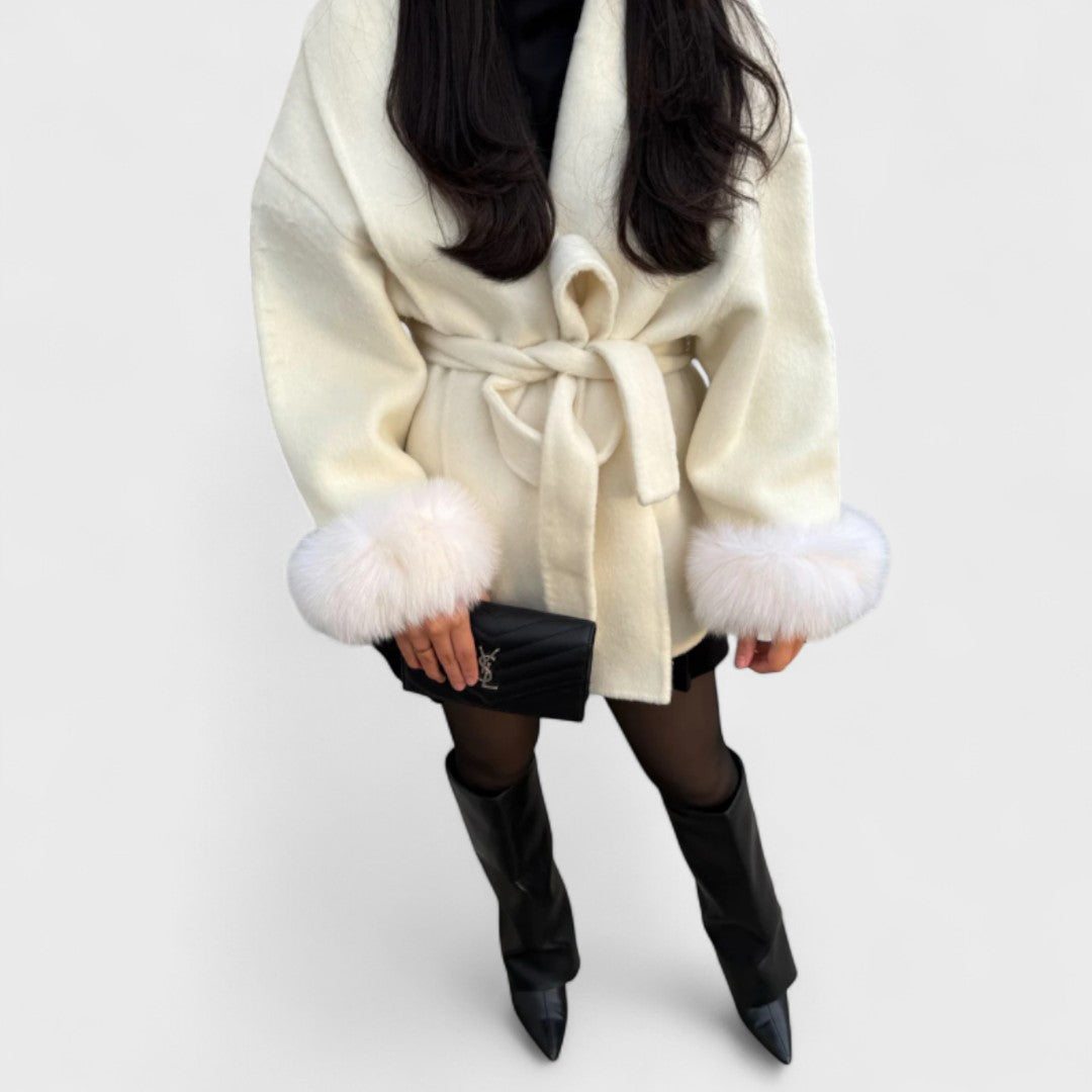 Aurelle | Wool Coat with Faux Fur Detail