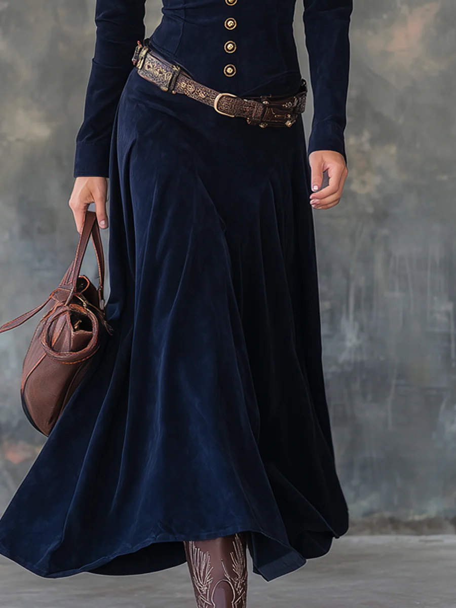 Kimberly | Suede Maxi Dress (With Belt)