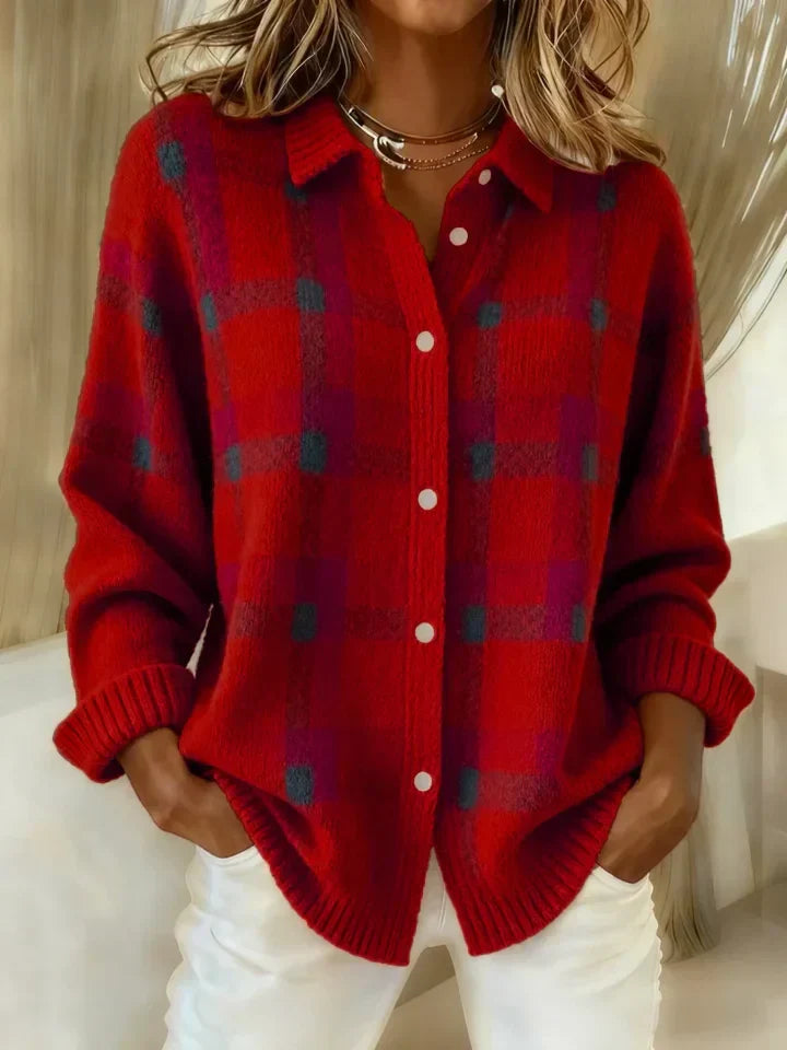 Riley | Retro Contrast Plaid Sweater