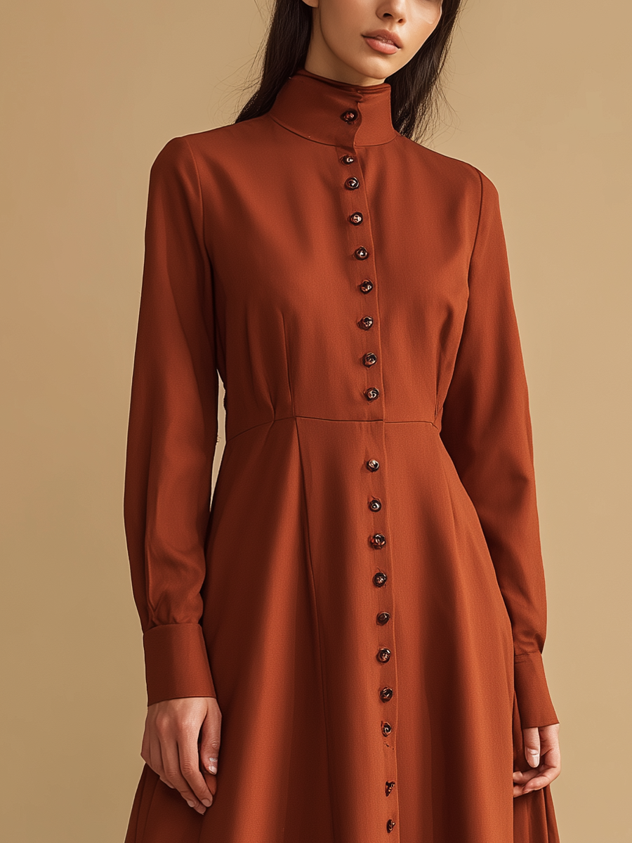 Cynthia | Stand Collar Maxi Dress