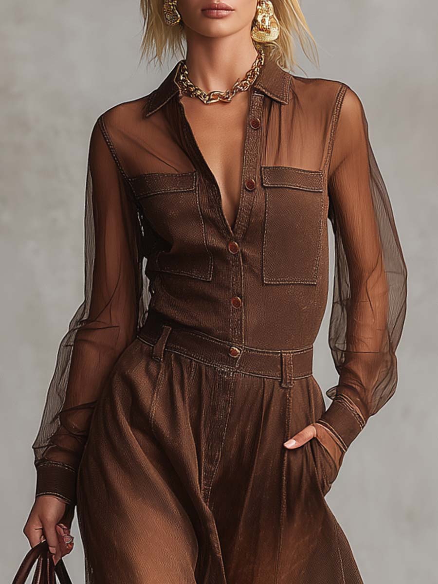 Carmen | Brown Cotton Maxi Dress